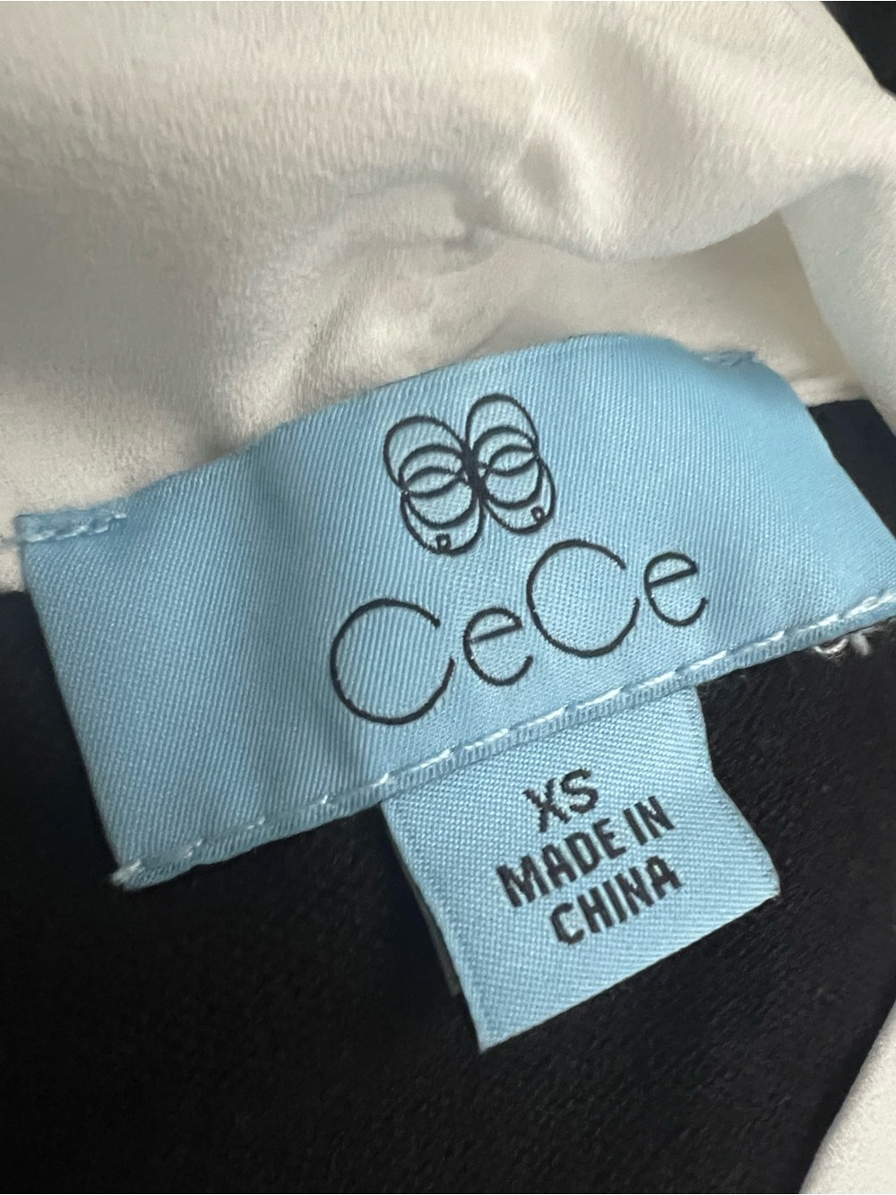 CeCe Black Long-Sleeve Crew Sweater with White Tie-Neck ladies size xs - Picture 8 of 8